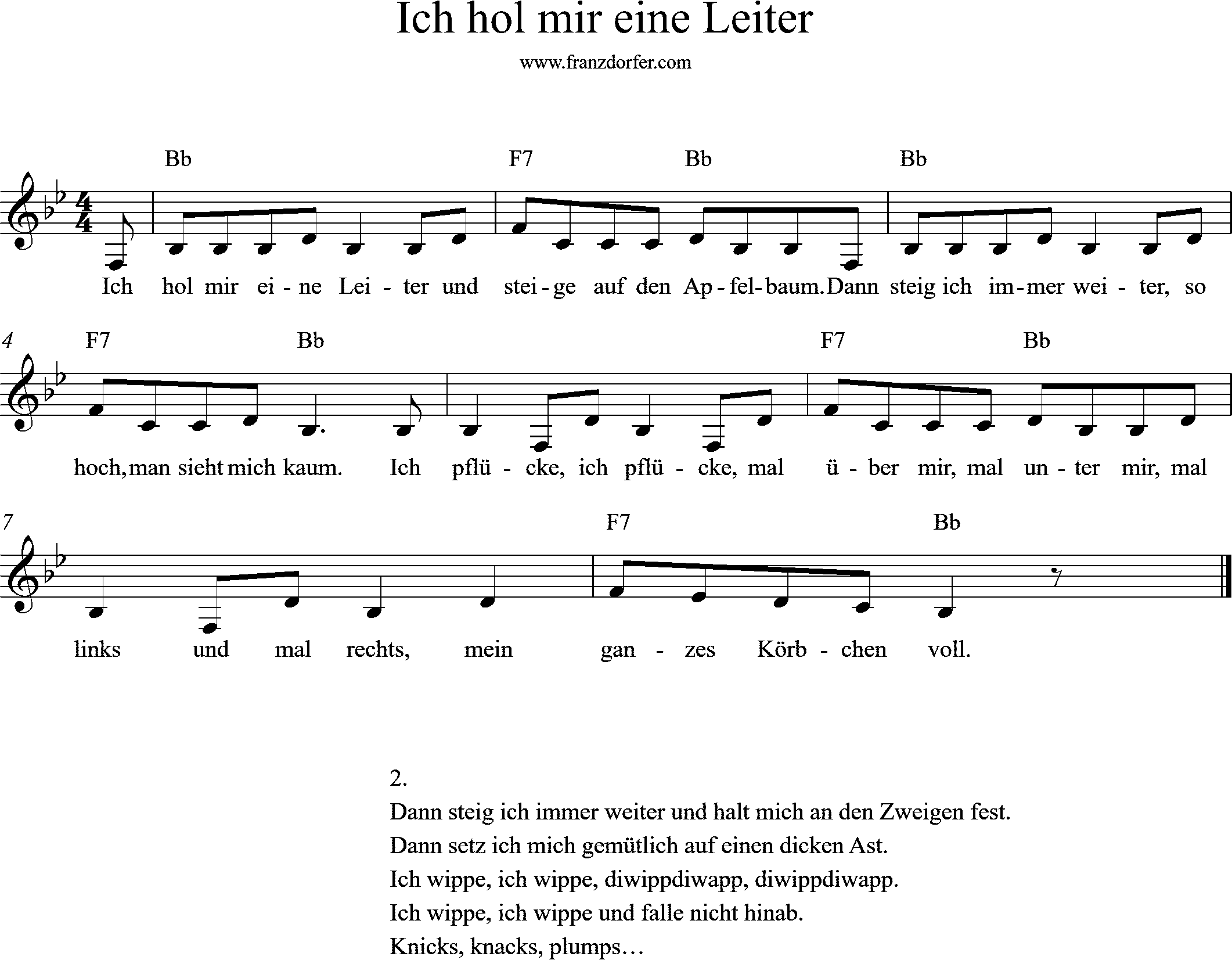 Bb-Dur, Ich hol mir eine LEiter